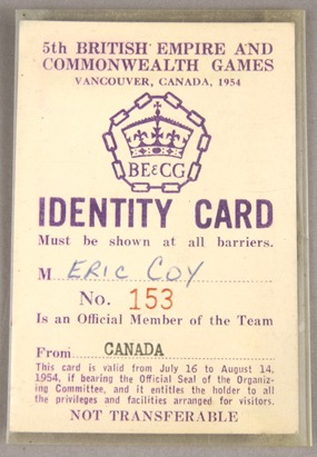 Eric Coy's  Identification card with Games logo