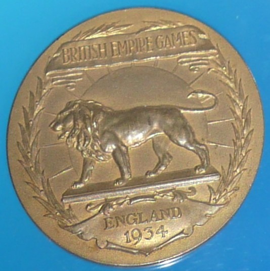 gold medal with lion British Empire Games England 1934