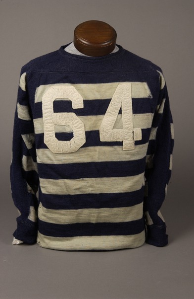 blue and white striped jersey with number 64