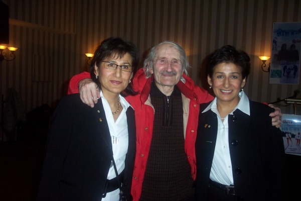 photograph Sharon and Shirley Firth with Father Mouchet
