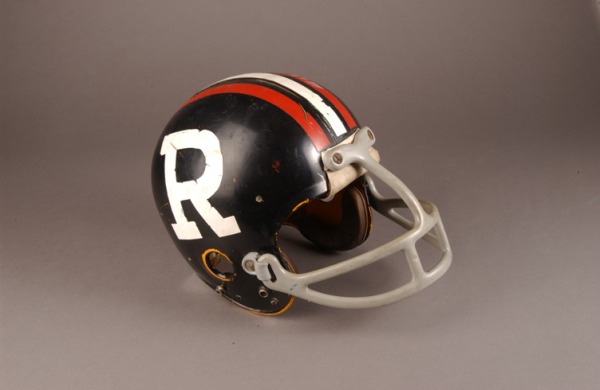 Tony Gabriel's football helmet with 'R' on side