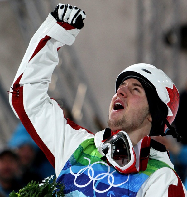 photograph of Alexandre Bilodeau with Canadian flag