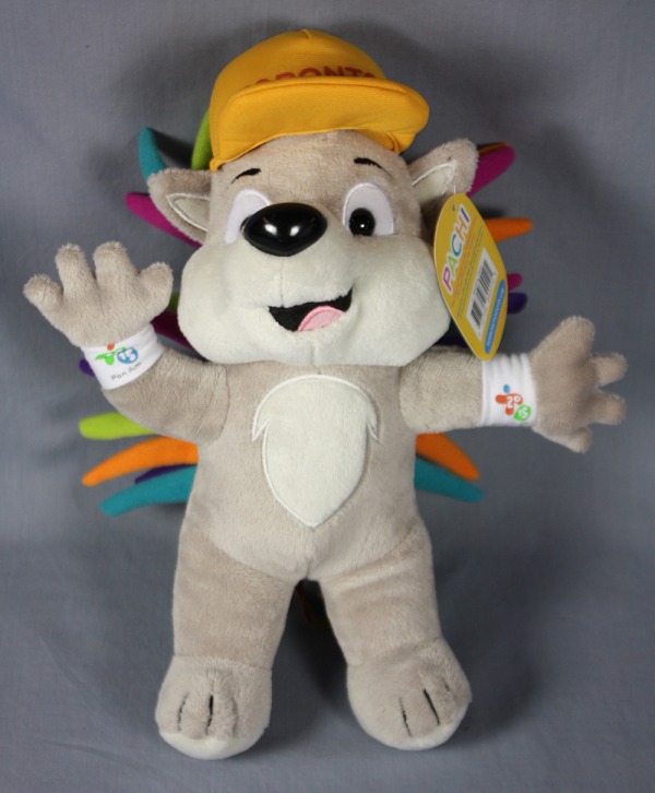 toy porcupine with coloured quills and orange hat