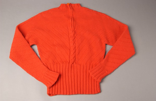 red wool hand knit pullover sweater