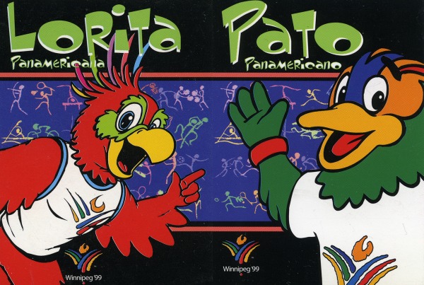 trading cards with parrot and wood duck mascots