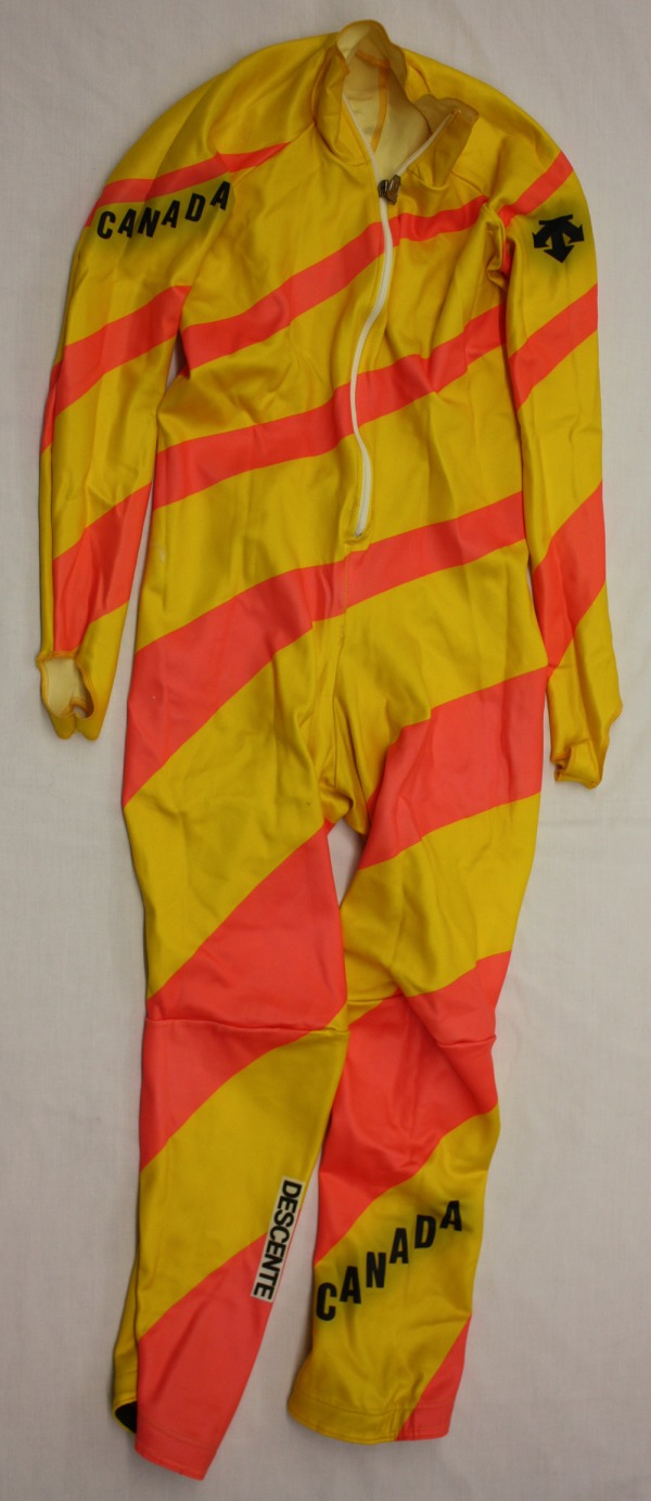 yellow ski race suit
