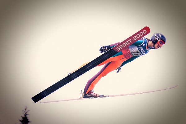 photograph of Taylor Henrich ski jumping