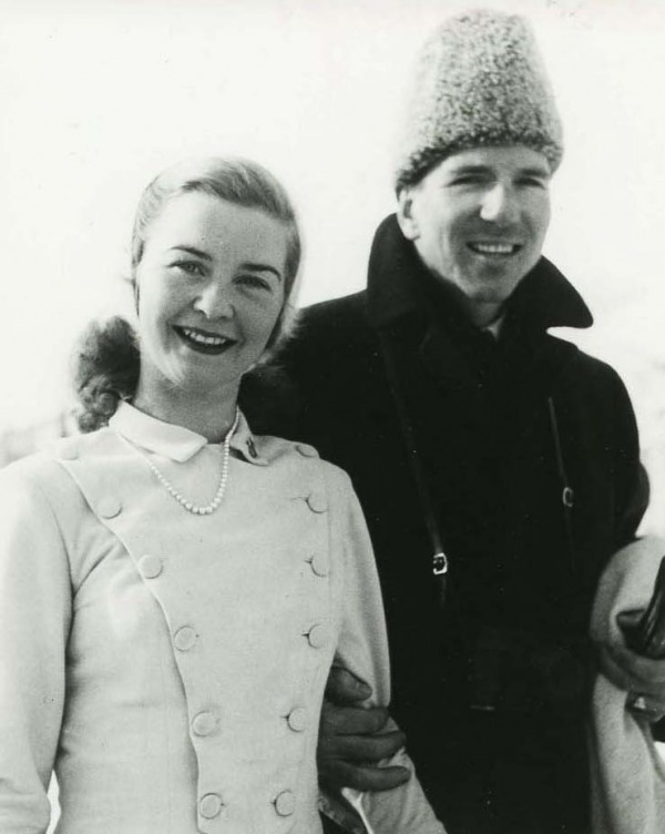 photograph of Barbara Ann Scott and her coach Sheldon Galbraith