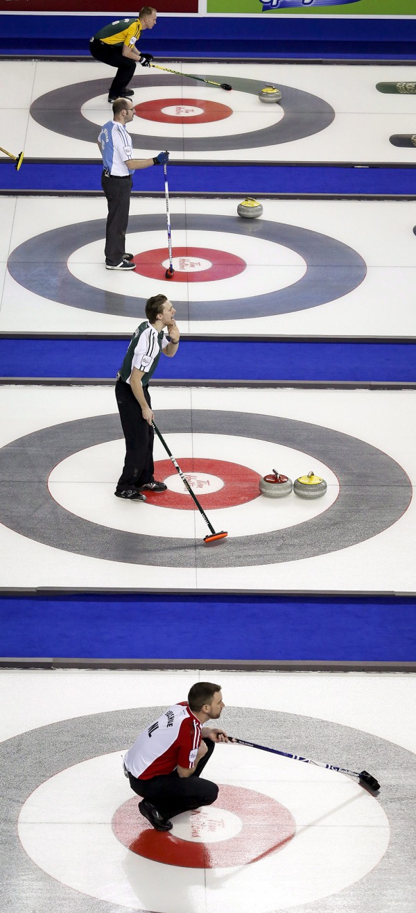 photograph of 4 sheets in play at Brier competition