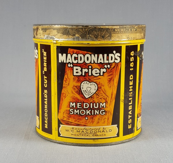 round tobacco tin Macdonald's Brier