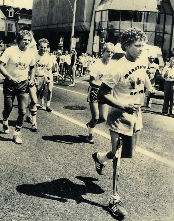 photograph of Terry Fox running with people