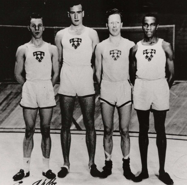 photograph of Phil Edwards on far right with members McGill track team