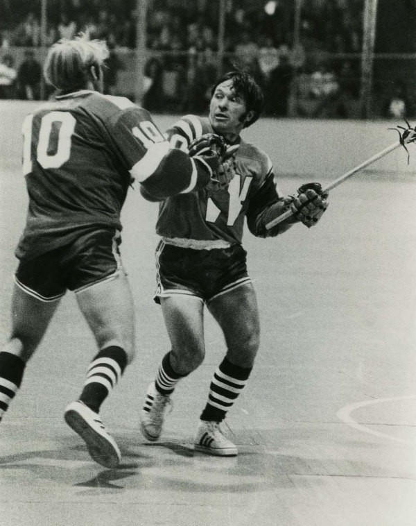 photograph of Ike Hildebrandt playing lacrosse