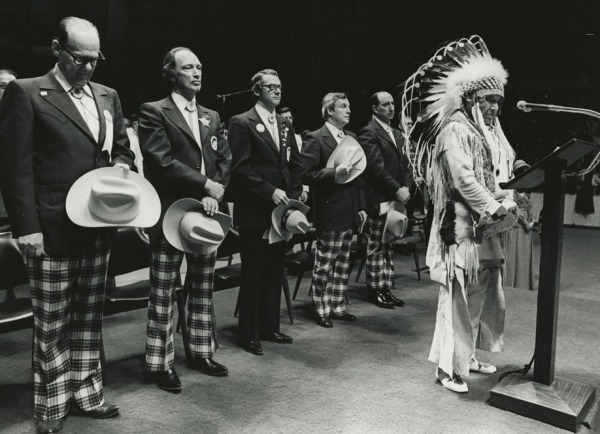 Photograph of Chief Jim Shot-Both-Sides at the opening ceremony