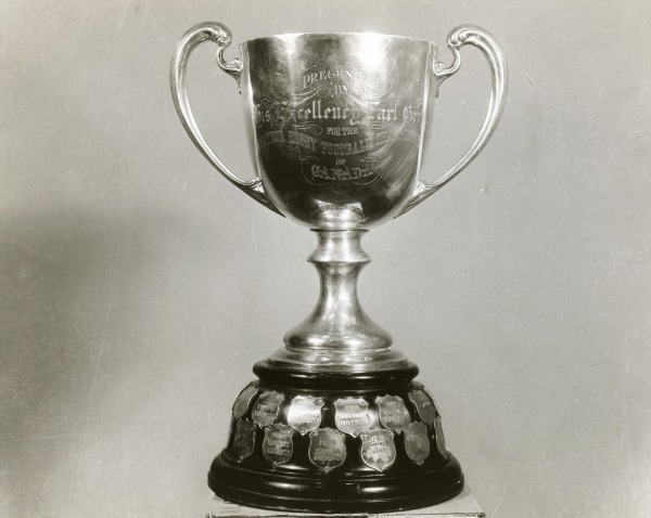 Grey Cup Trophy on original base