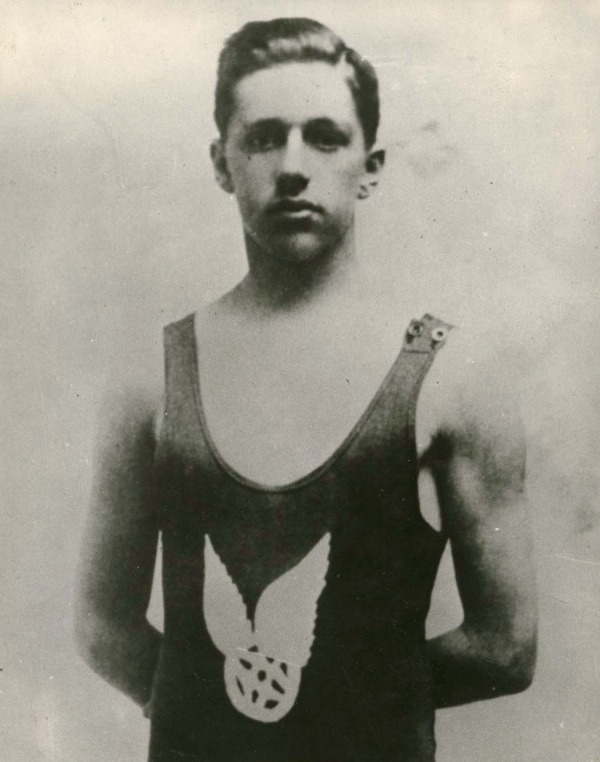 photograph of George Hodgson wearing bathing suit