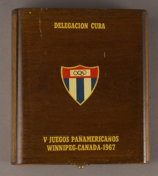 wood box with National Olympic logo of Cuba