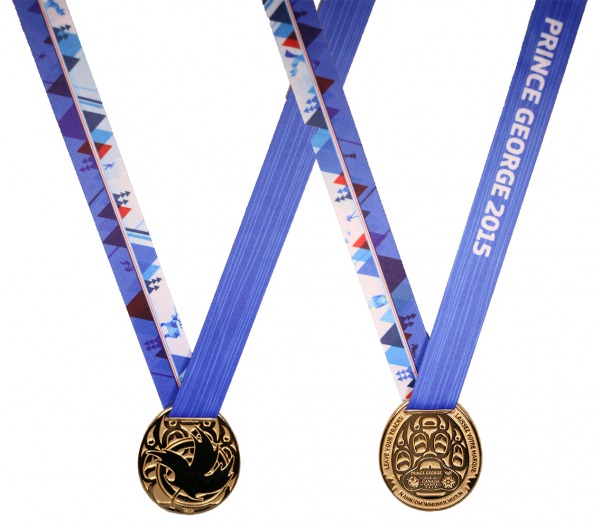 Gold medal with wolf paw print and logo